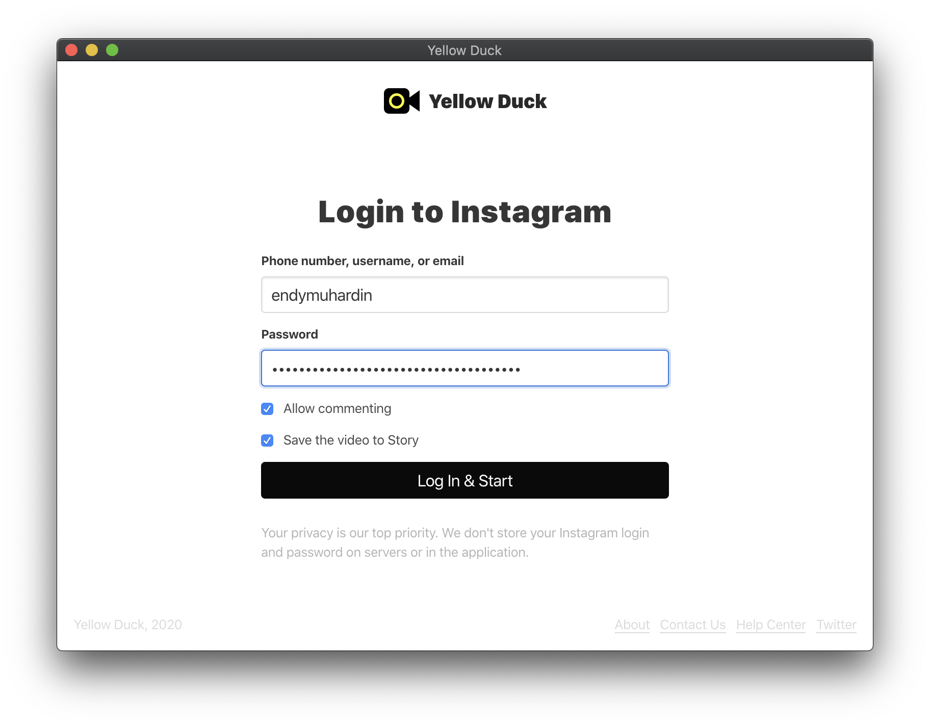 Halaman Login YellowDuck