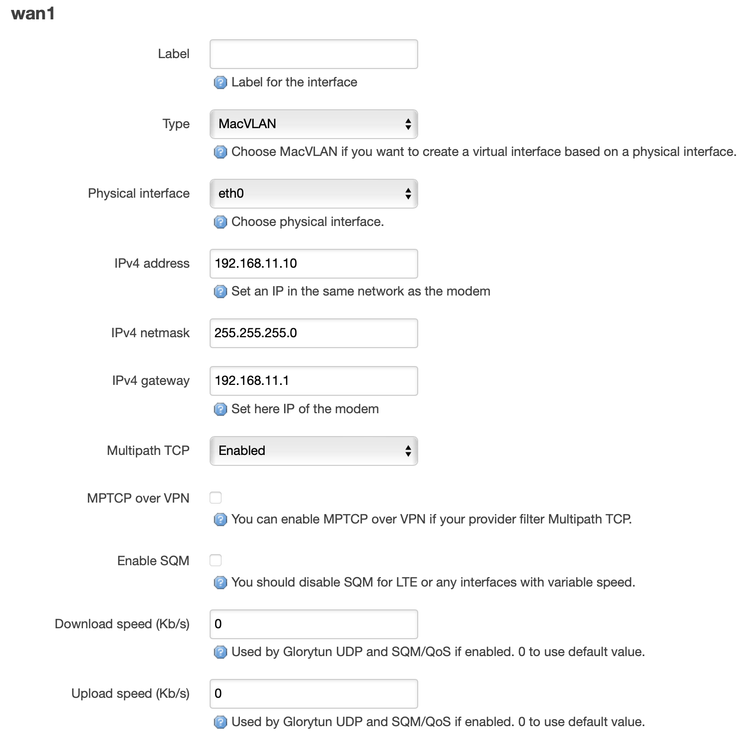 Router WAN1 Setting